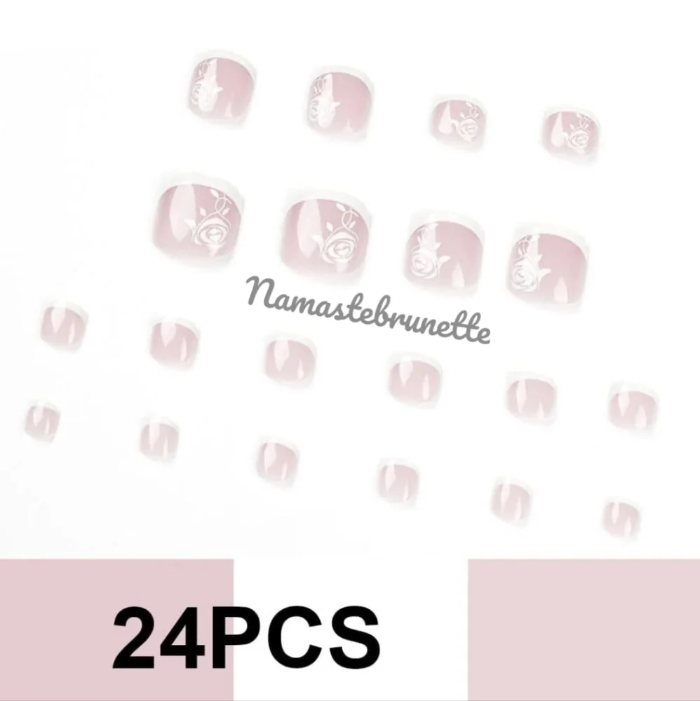 2/$16 Floral French Tip Press On Toenails
